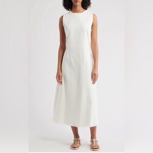 Next $84 Asymmetricc Seam Cotton Blend Denim Maxi Dress